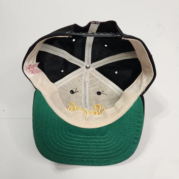 Vintage New Era Hat Saints Script Gold, SnapBack Cap Black, Green Under Brim - Picture 4 of 9